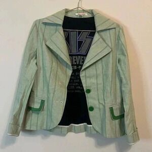 Alice + Olivia Green Striped Blazer